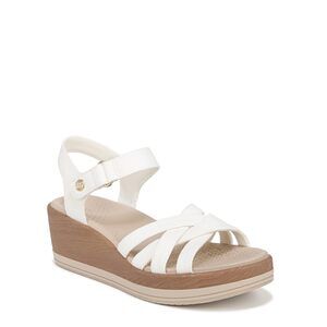 Bzees Rhythm Wedge Strappy Sandals White Fabric 9.5 M